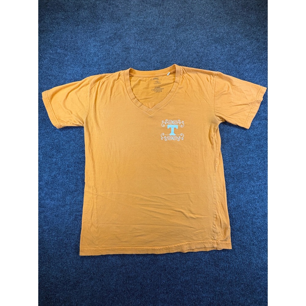 Three Square University of Tennessee Orange V-Neck Graphic Tee Large Pineapple